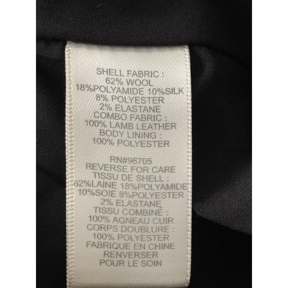 Rebecca Taylor Women’s Herringbone Gray Wool Silk Lambs Leather Trim Size 6 - Picture 7 of 14